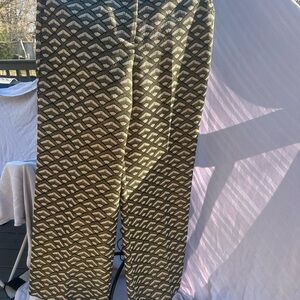 Trina Turk Black and Cream Geometric Sadie Pants